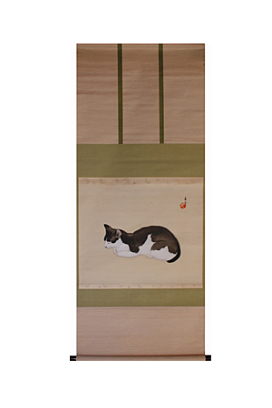 蕭雲 『春猫之図』【掛軸 Hanging scroll】浮世絵・掛軸・書画・骨董 