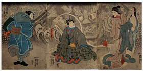 国芳　Kuniyoshi　『昔ばなしの戯猫又年とへて古寺に怪をなす図』