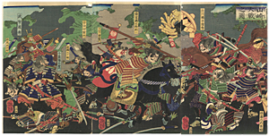 月岡芳年　YOSHITOSHI　『山崎大戦之図』-山崎の戦い-
