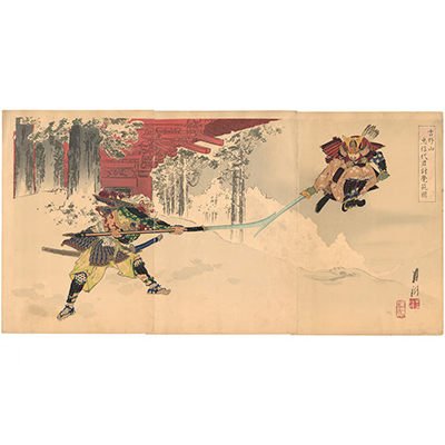 月耕 「吉野山忠信代君討覚範図」