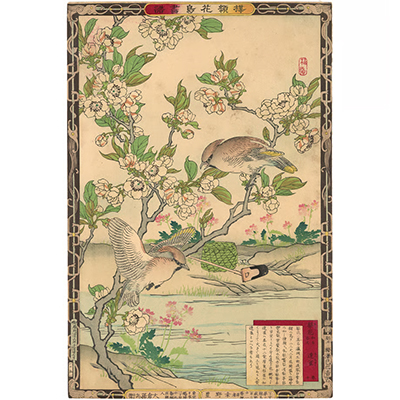 楳嶺 「楳嶺花鳥画譜　梨花　連雀」