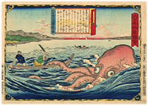 三代広重 Hiroshige�V 『大日本物産図会　越中滑川大章魚之図』‐大蛸‐