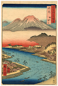 広重　Hiroshige　『六十余州名所図会　河内　牧方男山