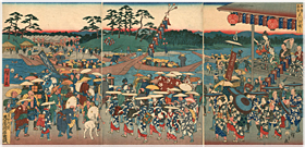 広重 Hiroshige 『伊勢参宮　宮川の渡し』-おかげまいり-