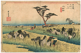 広重 Hiroshige 『東海道五拾三次之内　池鯉鮒』-保永堂版-