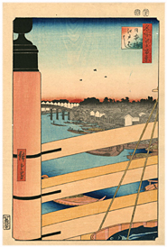 広重 Hiroshige 『名所江戸百景　日本橋江戸ばし』