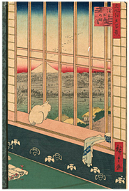 広重 Hiroshige 『名所江戸百景　浅草田圃酉の町詣』-猫の図-