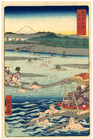 広重 Hiroshige 『富士三十六景　駿遠大井川』‐富士山‐