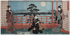 広重　Hiroshige　『隅田の景　月の宴』