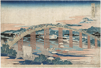 葛飾北斎　Hokusai　『諸国名橋奇覧　東海道岡崎やはぎのはし』