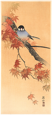 伊藤総山 (紅葉に文鳥)