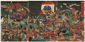 国綱 Kunitsuna 『源平八嶋大合戦之図』‐屋島の戦い‐