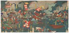 芳年 Yoshitoshi 『甲越川中嶋大合戦之図』-川中島の戦い-